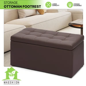 Brown Storage Ottoman Bench Lift Top Footrest Stool End of Bed Upholstered Seat - Picture 1 of 9