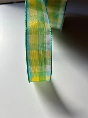 Cinta floral a cuadros con cable multicolor. 1,5 x 10 yardas Foto 1 de 2