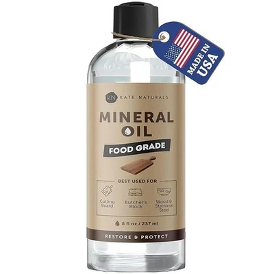 Aceite mineral Kate Naturals para tabla de cortar madera, bloque de carnicero y cuchillo. Comida Foto 1 de 4