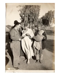 WWII WW2 Original Photo Soldier Buying Oranges from Locals 1940s (Please READ) - Picture 1 of 5