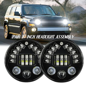 Pair 7" inch Round LED Headlights DRL Projector Light For 2008-2016 Jeep Patriot - Bild 1 von 11