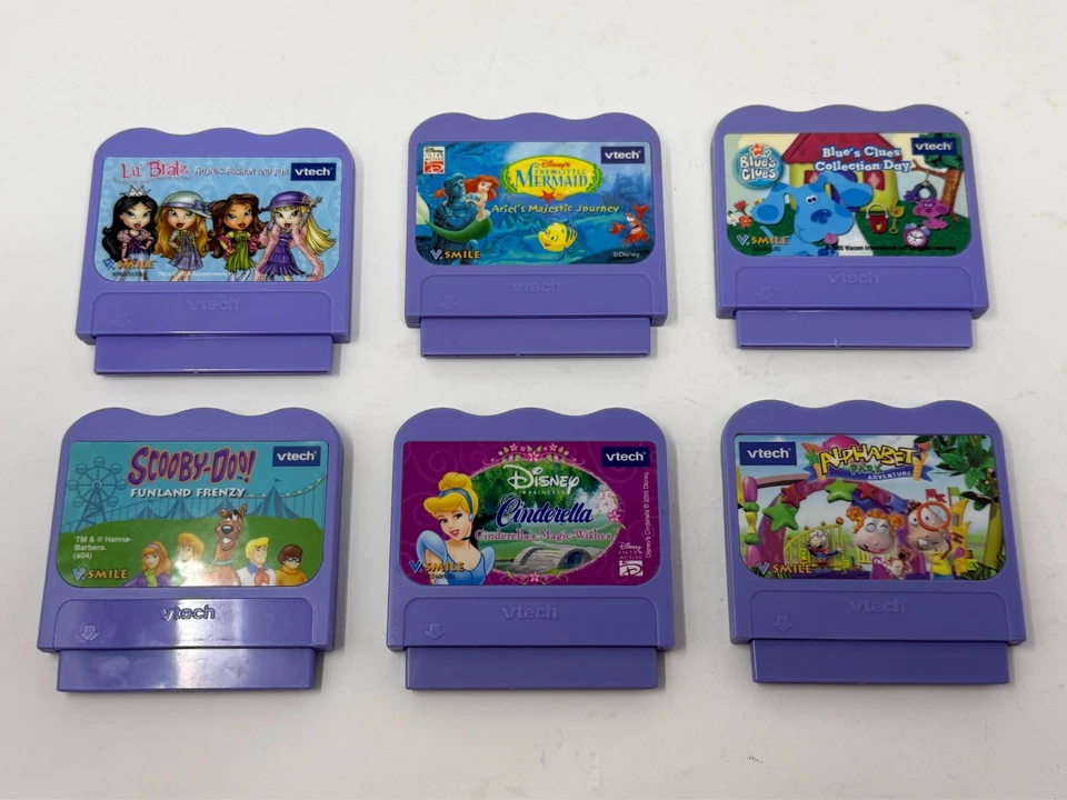 Lot of 6 VTech V.Smile Games Scooby-Doo Blues Clues Cinderella Bratz Mermaid - Image 1 of 4