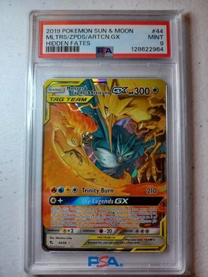 PSA 9 Mint Pokemon Moltres Zapdos Articuno GX Hidden Fates Sun Moon #44 English - Image 1 of 2