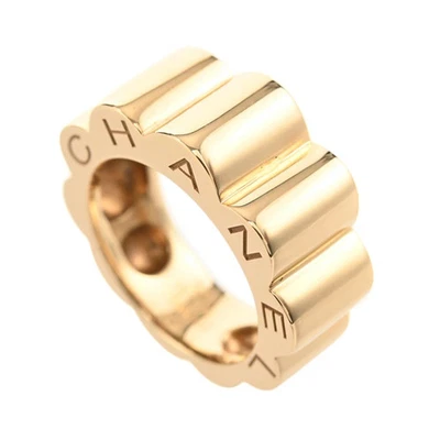 AUTH CHANEL PROFILED CAMELLIA RING WOMEN #53 US 6.25 18K YELLOW GOLD F/S - Image 1 of 4