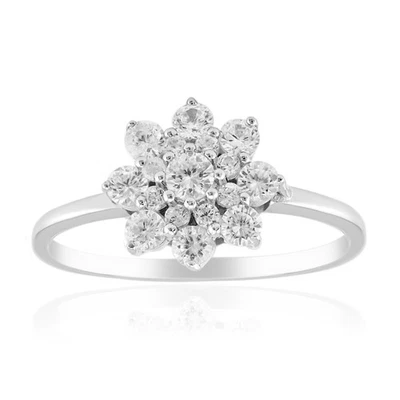 Cavill Ring Sterlingsilber 1,11ct Zirkon floral Weiß Damen Echtschmuck - Bild 1 von 4