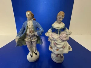 Vintage Porzellan viktorianische/koloniale Mann und Frau Figuren 2 Stück Japan - Bild 1 von 14