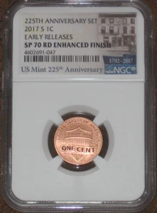 2017 S Enhanced Shield Penny NGC SP70 RD Early Releases 1$ Grade Cent Lincoln - Picture 1 of 2