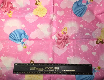 Disney Princess Loving Hearts Belle Aurora Cotton Sewing Fabric Quilting 35" - Image 1 of 2