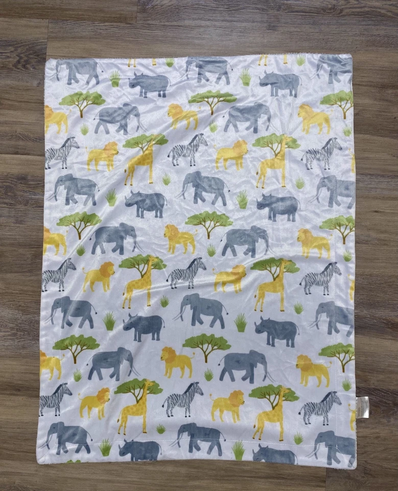 Manta Safari Bebé Selva León Jirafa Elefante Caimán Gris Amarillo En muy buena condición Foto 1 de 4