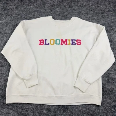 Sudadera De Colección Bloomingdale's Mujer XLarge Arco Iris Deletrear "Bloomie's" Blanca Foto 1 de 4