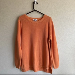525 Emma Crewneck Shaker Stitch 100% Cotton Sweater Orange Women Size XL - Picture 1 of 11