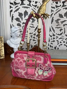 COACH 8F50 Signature Embossed Pink Python Print Satchel RARE, RETIRED, HTF - Picture 1 of 13