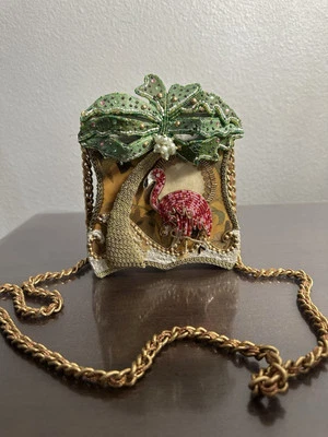 Bolso de mano vintage Mary Frances flamenco palmera tropical Foto 1 de 4