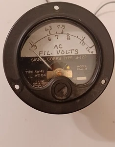 12.6 VAC vintage analog panel meter 2.5" SC ISS-122 8AW41 - Picture 1 of 3