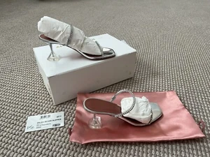 NIB Amina Muaddi Gilda Glass Slipper Clear Heeled Sandal Size 37.5 7.5 - Picture 1 of 13