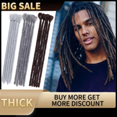 6"/12" Short Dreadlocks Men Crochet Braided Dreads Hair Extensions Synthetic USA - Image 1 of 4