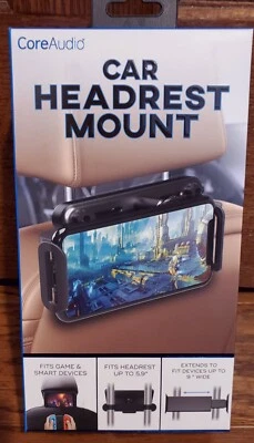 CoreAudio Black Car Headrest Mount for Smart Devices & Games NEW! - Image 1 of 4