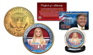 IVANKA TRUMP FIRST DAUGHTER 2017 24KT GOLD JFK HALF DOLLAR! W/H COA & STAND!  - Picture 1 of 1
