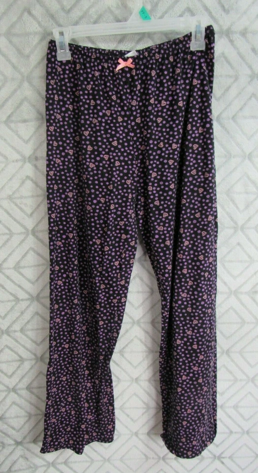 Pantalones de Pijama Joe Boxer Talla S Negro Púrpura Rosa Cintura Elástica Lunares Corazones Foto 1 de 3