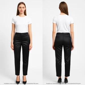 Pinko Pantalone Da Donna Taglia 46 W32 Xl Nero Skinny Fit Raso Di Lana Cotone - Picture 1 of 23