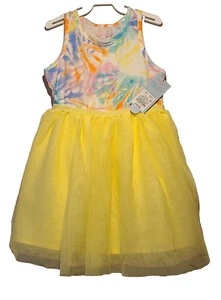 Toddler Girls' Tie-Dye Tutu Tank Top Dress Cat & Jack Yellow 3T Sleeveless NWT - Picture 1 of 2