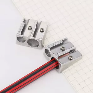 Stationery Pencil Sharpener Double Hole Metal Bevelled Double Hole Sharpener - Picture 1 of 12