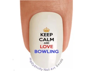 Nail Art 3026 DEPORTES Mantener la calma amor bolos tobogán de agua calcomanías de uñas transferencias - Imagen 1 de 3
