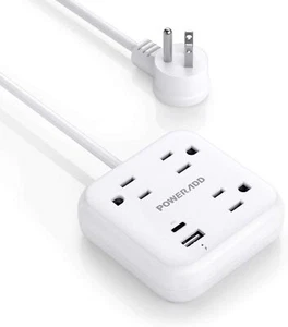 POWERADD USB C Power Strip with Power Delivery 18W Travel Power Strip Mini QC 3 - Picture 1 of 8