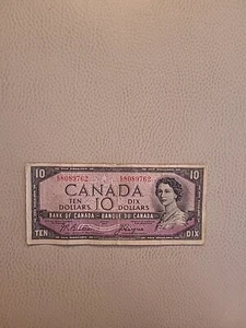 1954 Canadian 10 Dollar Bill  " Devils Face" Bank Note Coyne/Beattie - Picture 1 of 2