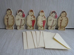 VTG 1991 Shackman Set 6 Die Cut Snowman To From Cardboard Tags - Picture 1 of 7