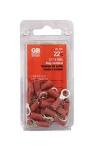 Gardner Bender 20-102 22-16 AWG 8-10 Stud Red Vinyl Insulated Ring Terminal 22pc - Picture 1 of 1