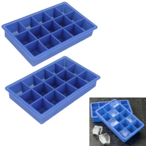 2 Ice Cube Tray Large Mold 15 Big 125X125 Inch Silicon Candy Cubes Tray - Picture 1 of 1