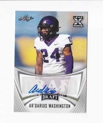 2021 Leaf Draft Autographs #BAADW Ar'Darius Washington RC Auto TCU Ravens - Image 1 of 2