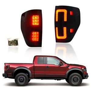 For 2009-2014 Ford F-150 LED Tail Light with Halo Smoked Lens, Black  Pair