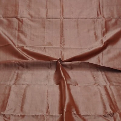 Vintage Brick Red 100% Pure Silk Handloom Sari Remnant 5YD Craft Fabric Scrap - Image 1 of 4