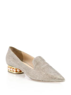 Brand New $700 Nicholas Kirkwood 18mm Casati Pearly Heel Lurex Loafers 37 - Image 1 of 4