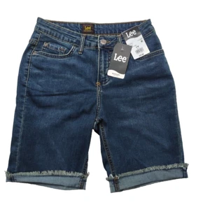 Lee Women’s Size 6M Blue Jean Bermuda Mid Rise Stormy Lines Denim Shorts - Picture 1 of 15