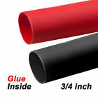 3/4" Black & Red Adhesive Glue Lined Heat Shrink Tubing 3:1 Waterproof Marine