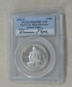 1982 S Washington Proof Silver Half Dollar Signed Donna Pope PCGS PR69 DCAM