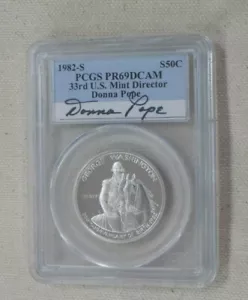 1982 S Washington Proof Silver Half Dollar Signed Donna Pope PCGS PR69 DCAM - Picture 1 of 2