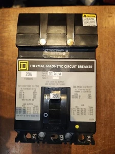 USED TESTED Square D FH36020 I-Line Circuit Breaker 20A 3P 600V SHIPS FREE - Picture 1 of 8