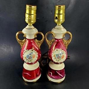 Vintage Victorian Hand Painted Art Home Deco Lamps Set Of 2 - Picture 1 of 8