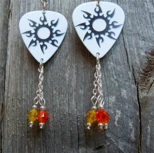 Pendientes de púas de guitarra tribal Sun con brillantes colgantes de cristal Swarovski - Imagen 1 de 2