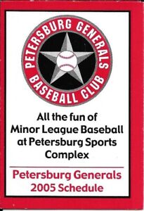 2005 Petersburg Generals Baseball Pocket Schedule (Coastal Plain League)