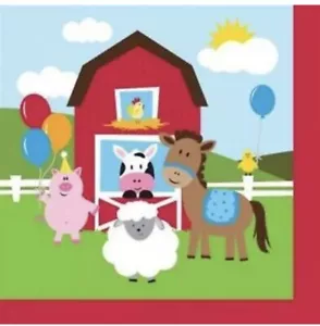 Farmhouse Fun Beverage Napkins 18 Pack Farm Birthday Party Decoration - Picture 1 of 2