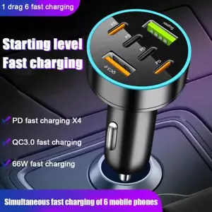 66W Autoladegerät 4 USB Typ C Schnellladeadapter für Autotelefone digitaler N *ё - Zdjęcie 1 z 20