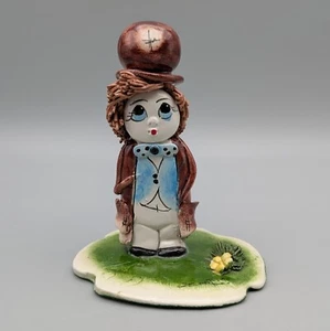 Zampiva Figur Junge mit großen blauen Augen & Hut, Spaghetti Haar Italien, 4" groß - Bild 1 von 15