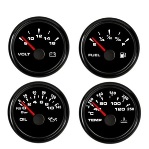 52mm/2inch 4 Gauge Set Fuel Oil Pressure Volt Water Temp 7 Colors LED USA STOCK - Picture 1 of 7