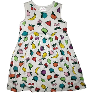 Hanna Andersson Fruit Dress Sz 10 Girls Sleeveless Cotton Pockets White 140 LN - Picture 1 of 4