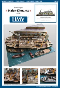 Kartonmodell Diorama Hamburger Hafen 1:250 HMV Hamburger Modellbaubogen Verlag